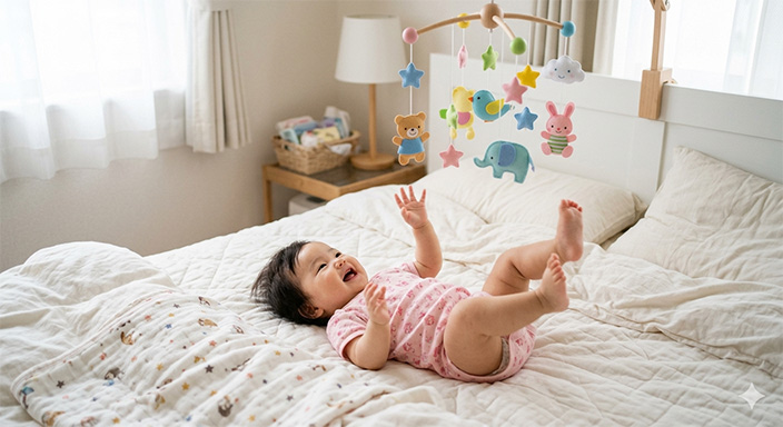 生後3ヶ月のねんね期の赤ちゃんと知育おもちゃの必要性